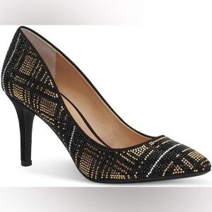 INC International Concepts Black and Gold Studded Heels